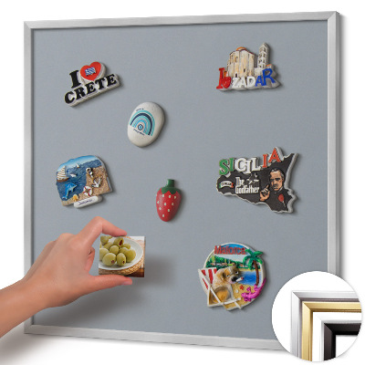 Magnettafel mit silbernem Rahmen Farbe Grau