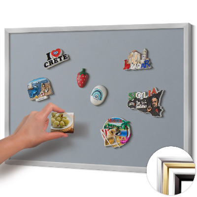 Magnettafel mit silbernem Rahmen Farbe Grau