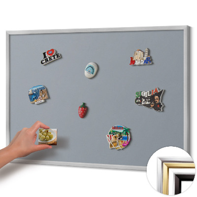 Magnettafel mit silbernem Rahmen Farbe Grau
