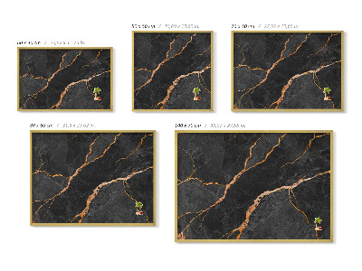 Magnettafel mit goldenem Rahmen Verzierter dunkler Marmor