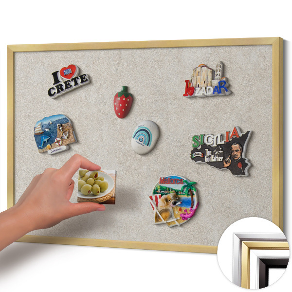 Magnettafel mit goldenem Rahmen Dezente Sandsteinstruktur