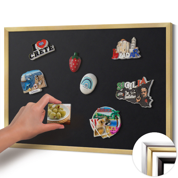 Magnettafel mit goldenem Rahmen Farbe Schwarz