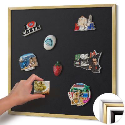 Magnettafel mit goldenem Rahmen Farbe Schwarz