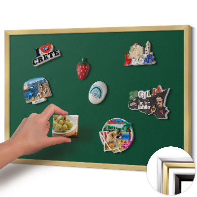 Magnettafel mit goldenem Rahmen Farbe Dunkelgrün