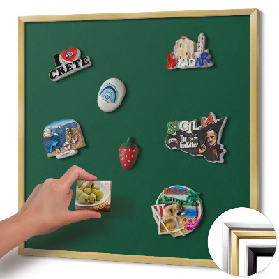 Magnettafel mit goldenem Rahmen Farbe Dunkelgrün