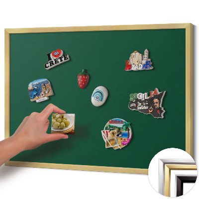 Magnettafel mit goldenem Rahmen Farbe Dunkelgrün