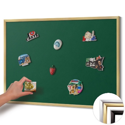 Magnettafel mit goldenem Rahmen Farbe Dunkelgrün