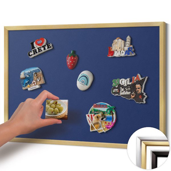 Magnettafel mit goldenem Rahmen Farbe Dunkelblau