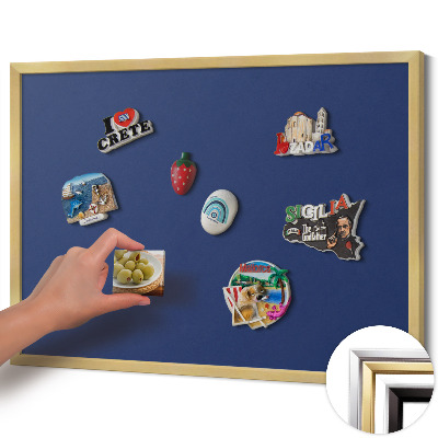 Magnettafel mit goldenem Rahmen Farbe Dunkelblau