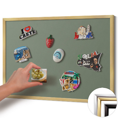 Magnettafel mit goldenem Rahmen Farbe Olivgrün