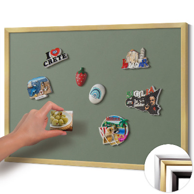 Magnettafel mit goldenem Rahmen Farbe Olivgrün
