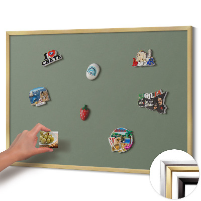 Magnettafel mit goldenem Rahmen Farbe Olivgrün
