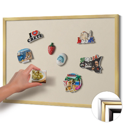 Magnettafel mit goldenem Rahmen Farbe Hellbeige