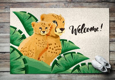 Fussmatte innen Welcome Leopard