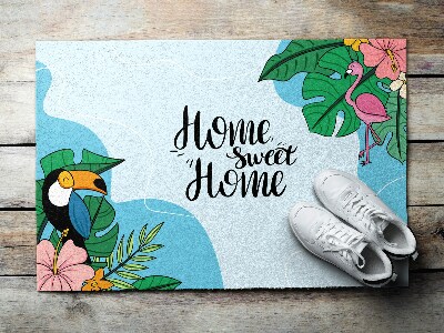 Fußmatte Home sweet home Toucan und Flamingo