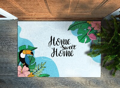 Fußmatte Home sweet home Toucan und Flamingo