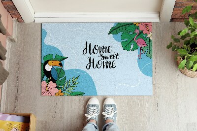 Fußmatte Home sweet home Toucan und Flamingo