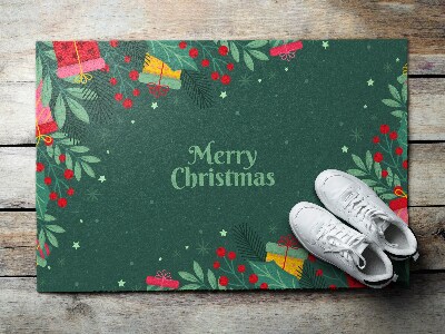 Fußmatte Merry Christmas Grüner Hintergrund