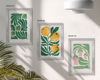 Bilderwand Minimalistische Pflanzenmuster mit Früchten und Blättern