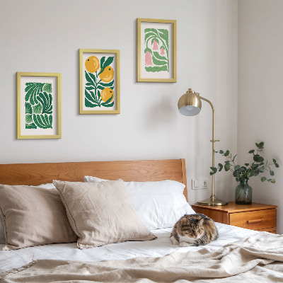 Bilderwand Minimalistische Pflanzenmuster mit Früchten und Blättern