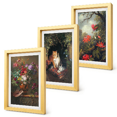 Fotowand Vintage-Blumen, Katzen und Pflanzen in der Natur