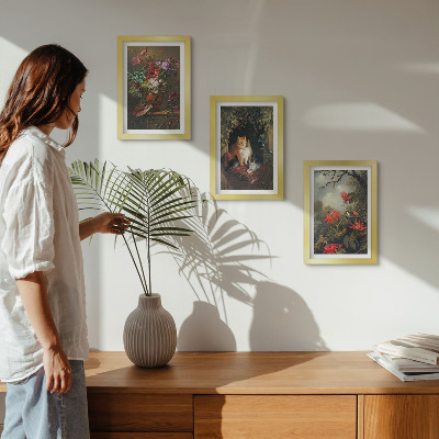 Fotowand Vintage-Blumen, Katzen und Pflanzen in der Natur