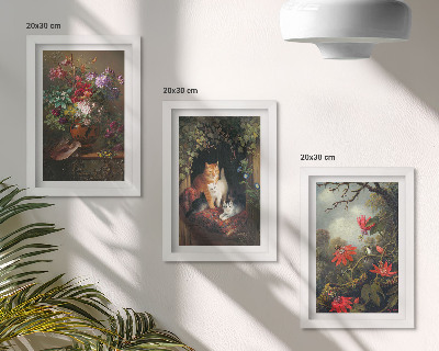Fotowand Vintage-Blumen, Katzen und Pflanzen in der Natur