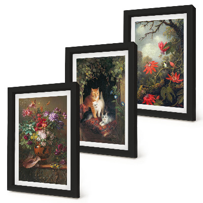 Fotowand Vintage-Blumen, Katzen und Pflanzen in der Natur