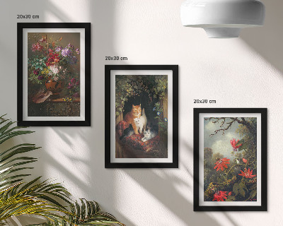 Fotowand Vintage-Blumen, Katzen und Pflanzen in der Natur