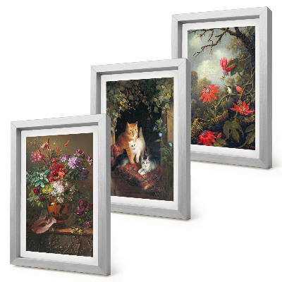 Fotowand Vintage-Blumen, Katzen und Pflanzen in der Natur