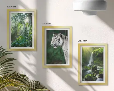 Fototapete Dschungel mit weißem Tiger und Wasserfall