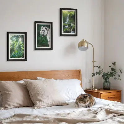 Fototapete Dschungel mit weißem Tiger und Wasserfall