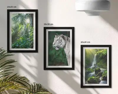 Fototapete Dschungel mit weißem Tiger und Wasserfall