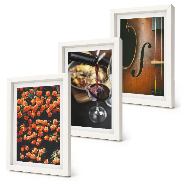Bilderwand Vintage-Romantik: Blumen, Wein und Violine