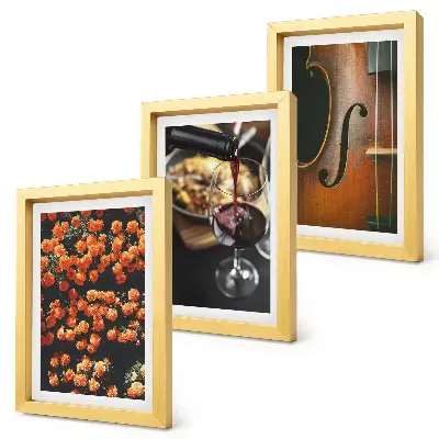 Bilderwand Vintage-Romantik mit Blumen, Wein und Violine