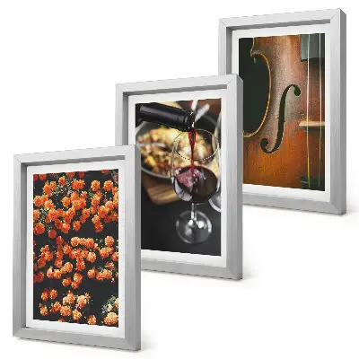 Bilderwand Vintage-Romantik mit Blumen, Wein und Violine