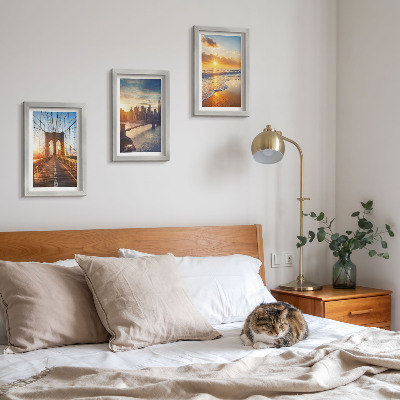 Bilderwand Brücken und Sonnenuntergänge in der Stadtlandschaft