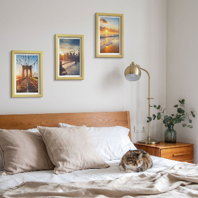Bilderwand Brücken und Sonnenuntergänge in der Stadtlandschaft