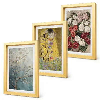 Fototapete mit Blumen und Bäumen im Malstil von Gustav Klimts Der Kuss