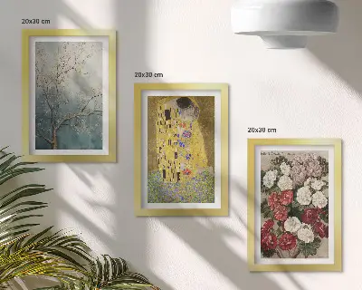 Fototapete mit Blumen und Bäumen im Malstil von Gustav Klimts Der Kuss