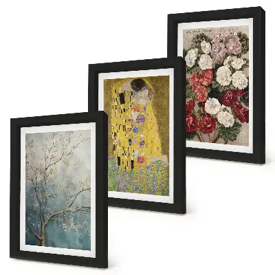 Fototapete mit Blumen und Bäumen im Malstil von Gustav Klimts Der Kuss