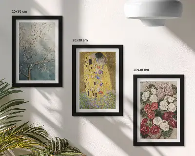 Fototapete mit Blumen und Bäumen im Malstil von Gustav Klimts Der Kuss