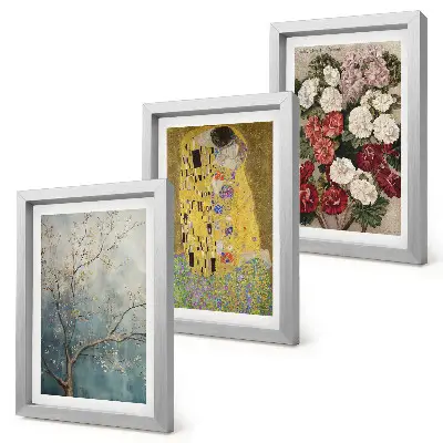 Fototapete mit Blumen und Bäumen im Malstil von Gustav Klimts Der Kuss