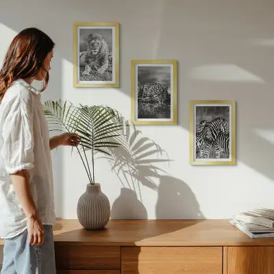 Fotowand mit Wildtieren der Savanne wie Löwe, Jaguar und Zebra