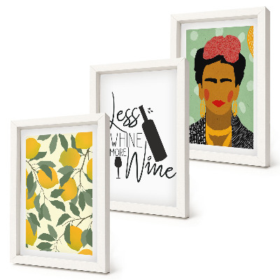 Bilderwand Zitronen-Weinflaschenporträt von Frida Kahlo