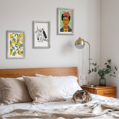 Bilderwand Zitronen-Weinflaschenporträt von Frida Kahlo
