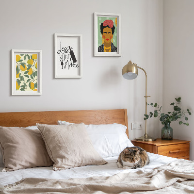 Bilderwand Zitronen-Weinflaschenporträt von Frida Kahlo
