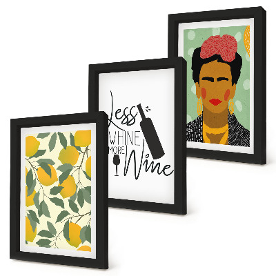 Bilderwand Zitronen-Weinflaschenporträt von Frida Kahlo
