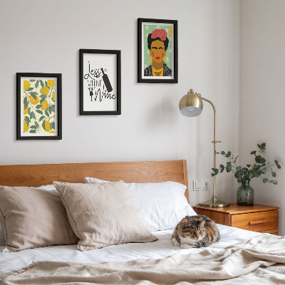 Bilderwand Zitronen-Weinflaschenporträt von Frida Kahlo
