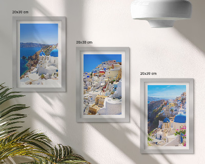 Bilderwand Landschaftsarchitekturansichten der Stadt Oia, Santorin, Griechenland